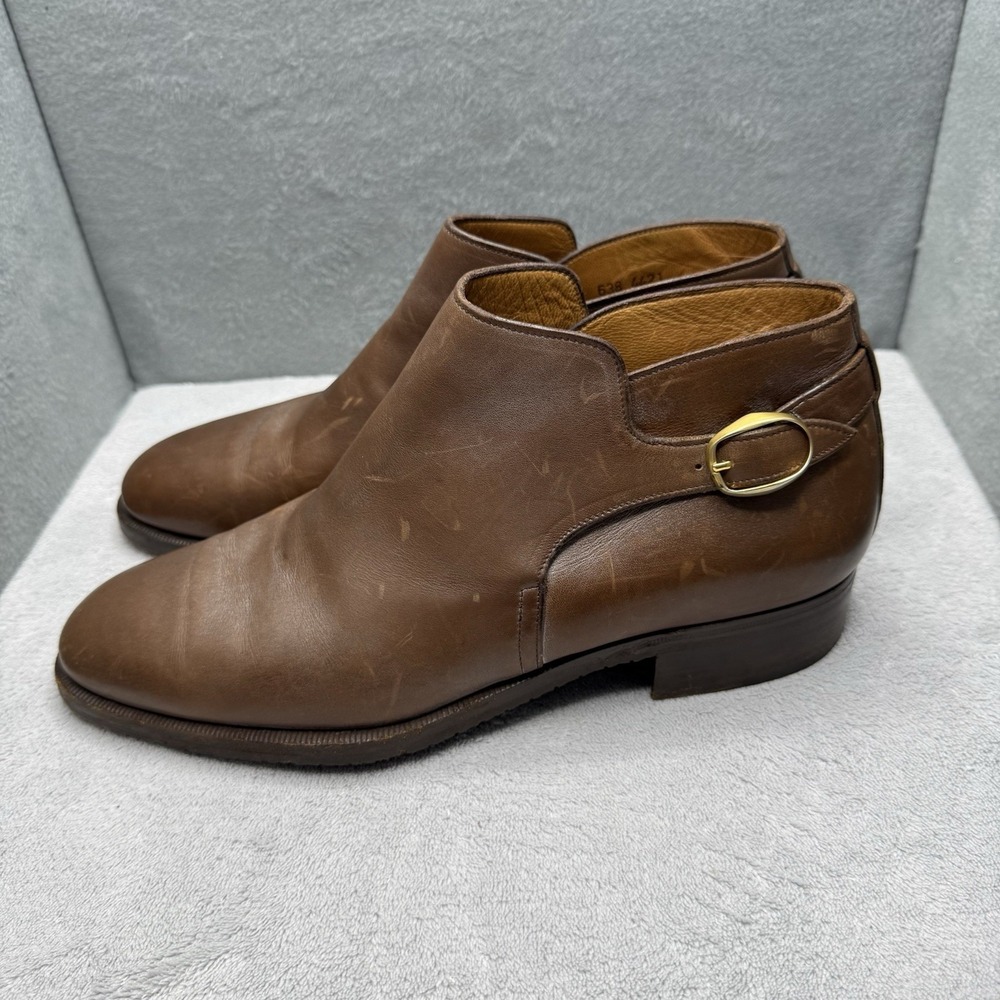 Vintage Beltrami Womens 8 Brown Leather Monk Strap Ankle Boots Made Italy